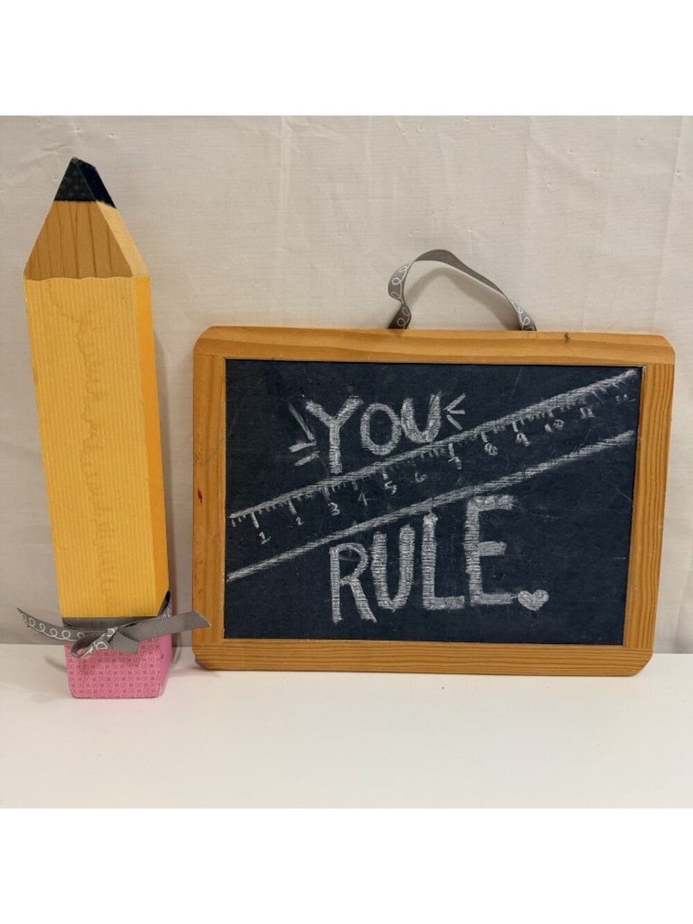 Classroom Teacher School Decorate Wooden Pencil & Hanging Chalkboard